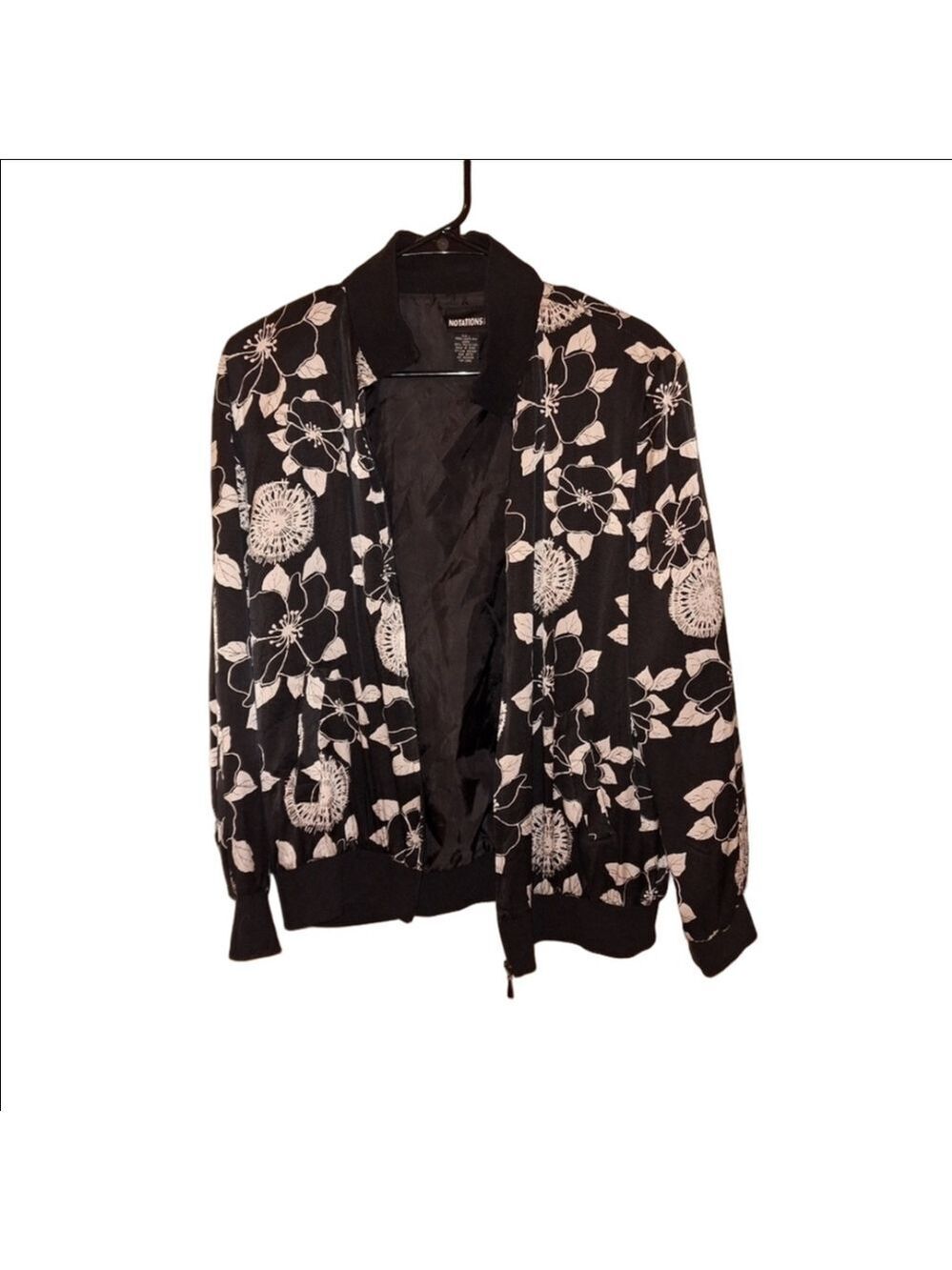 Notations Black Silk Floral Jacket Medium
